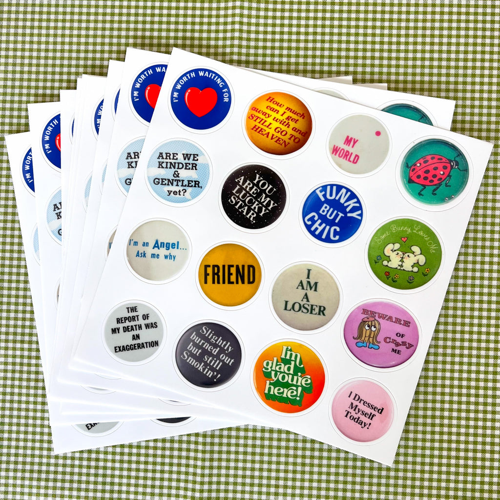 vintage button sticker sheet